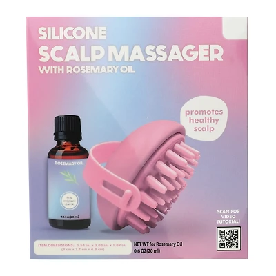 Silicone Scalp Massager With Rosemary Oil Set