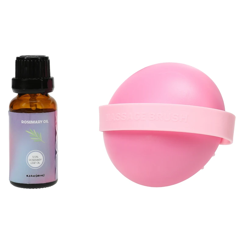 Silicone Scalp Massager With Rosemary Oil Set