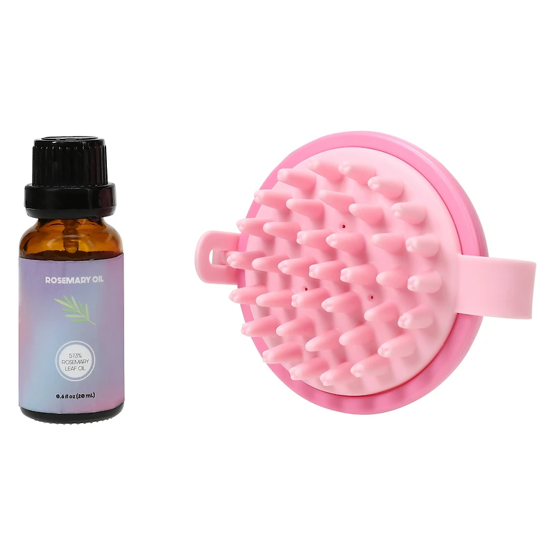 Silicone Scalp Massager With Rosemary Oil Set