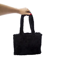 faux fur mini tote bag 10.5in x 8in