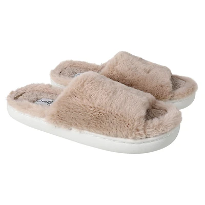 Ladies Faux Fur Fuzzy Slide Sippers