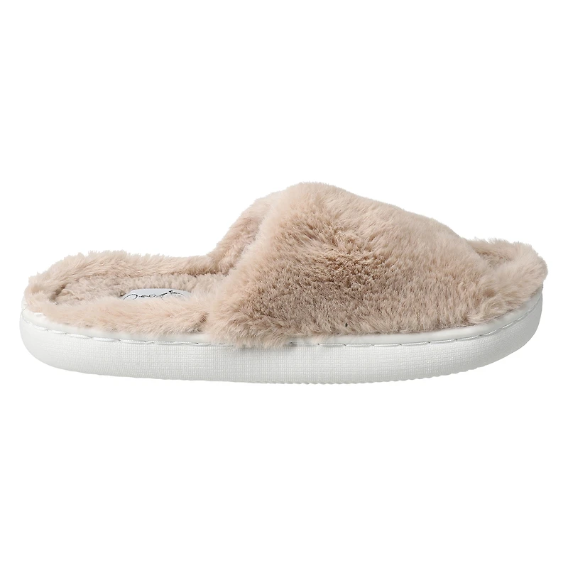 Ladies Faux Fur Fuzzy Slide Sippers