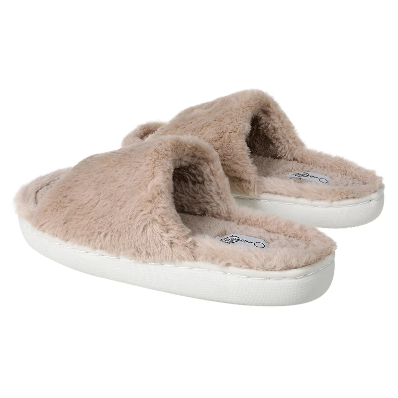 Ladies Faux Fur Fuzzy Slide Sippers