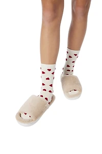 Ladies Faux Fur Fuzzy Slide Sippers