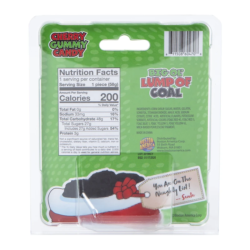Big Ol' Lump Of Coal Cherry Gummy Candy