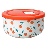 Cherry Ceramic Bowl With Vented Lid