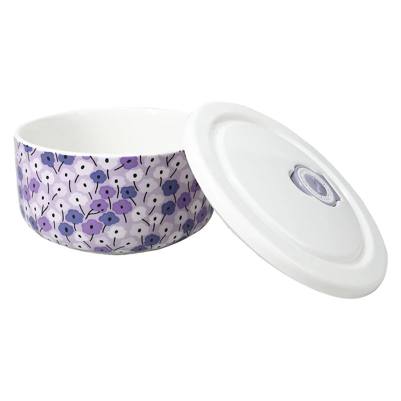 Floral Ceramic Bowl With Vented Lid