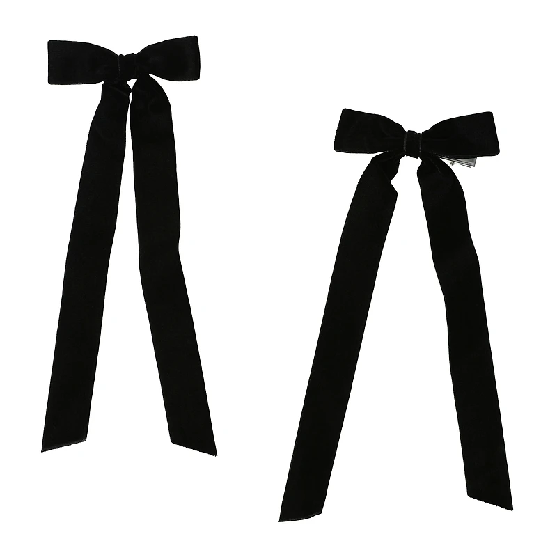 Velvet Long Tail Hair Bow Clips 2-Pack