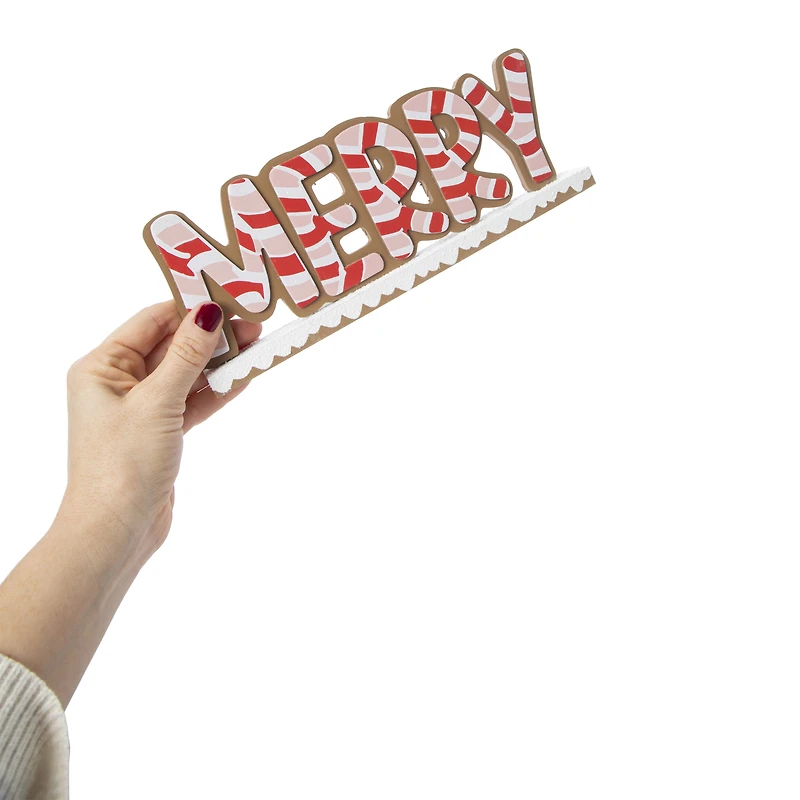 'Merry' Wood Tabletop Sign 10.24in x 4.13in