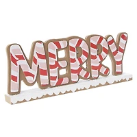 'Merry' Wood Tabletop Sign 10.24in x 4.13in
