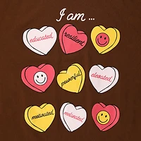 Candy Heart Inspirational Message Graphic Tee