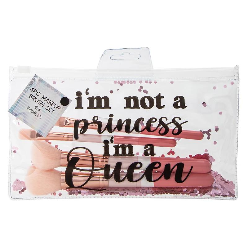 Pink Makeup Brush Set With Reusable Bag