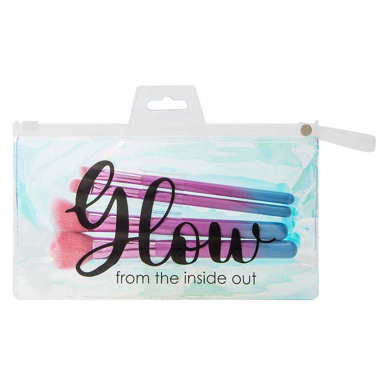 Holographic Makeup Brush Set With Reusable Bag