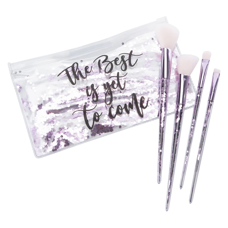 Glitter Makeup Brush Set With Reusable Bag
