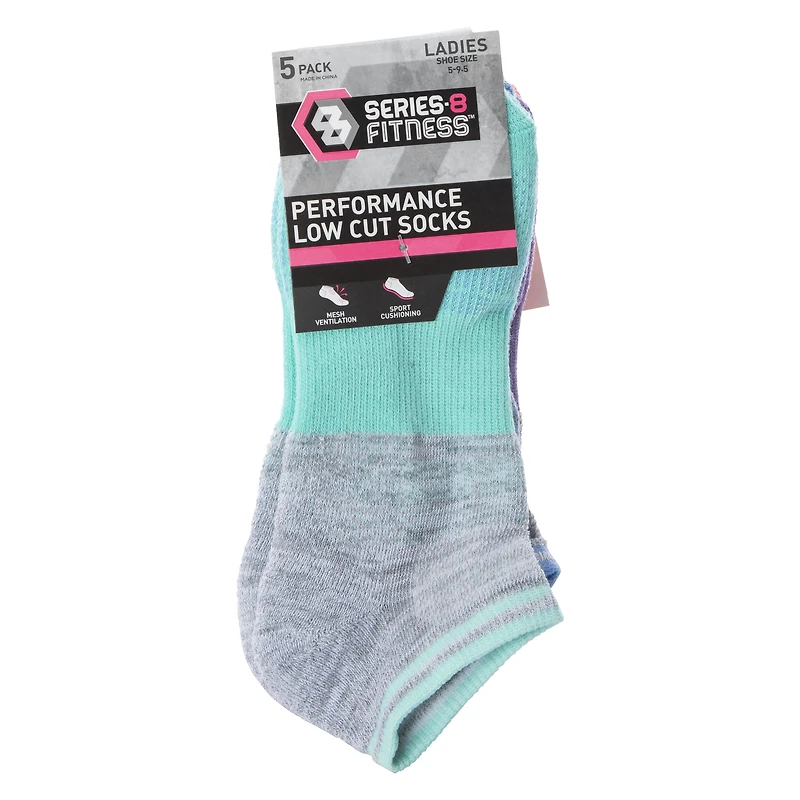 Series-8 Fitness™ Ladies Gray Performance Low-Cut Socks 5-Pack