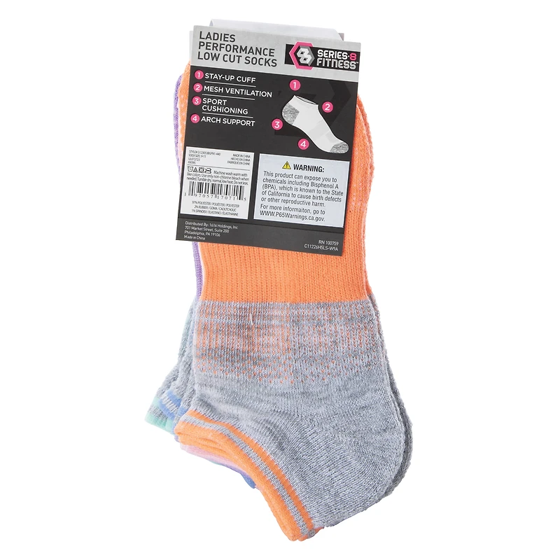 Series-8 Fitness™ Ladies Gray Performance Low-Cut Socks 5-Pack