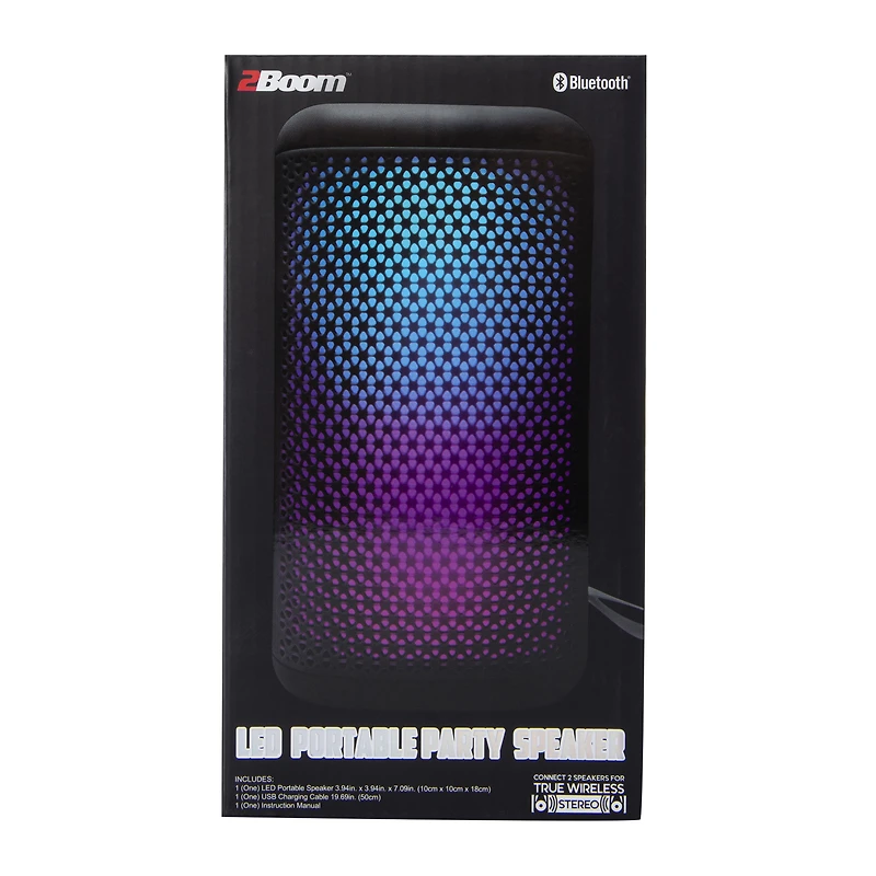 LED Bluetooth® Portable Party Speaker 3.94in x 7.09in