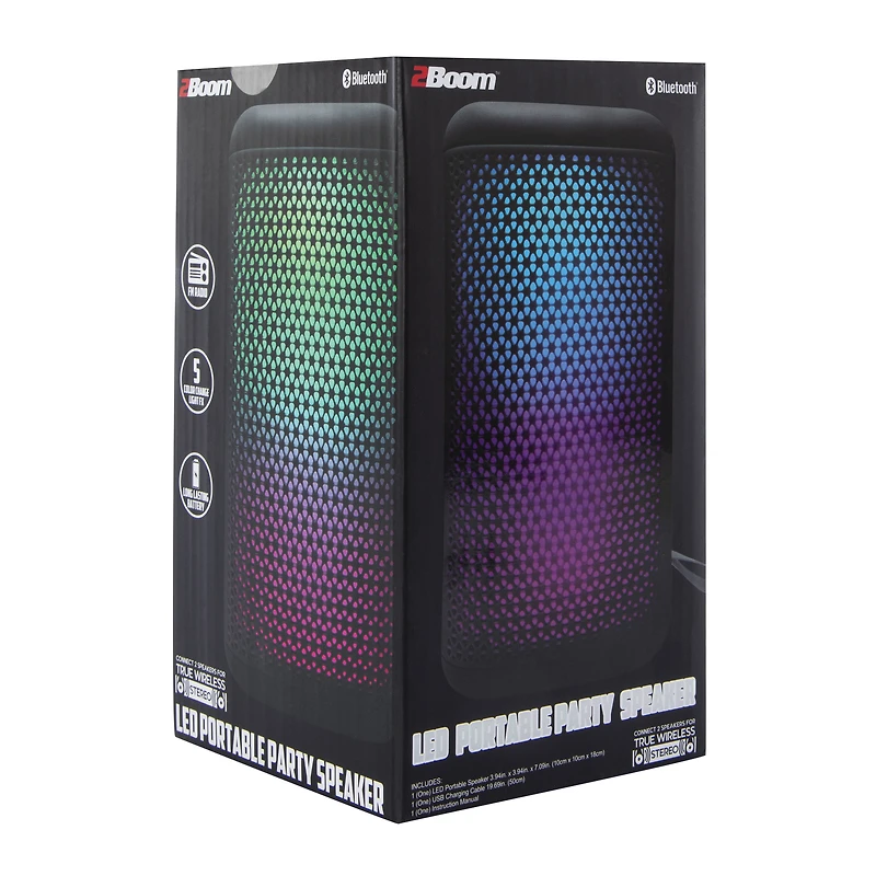 LED Bluetooth® Portable Party Speaker 3.94in x 7.09in