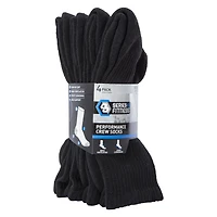 Series-8 Fitness™ Mens Black Performance Crew Socks 4-Pack