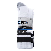 Series-8 Fitness™ Mens Black & White Stripe Performance Crew Socks 4-Pack