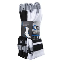 Series-8 Fitness™ Mens Black & White Stripe Performance Crew Socks 4-Pack