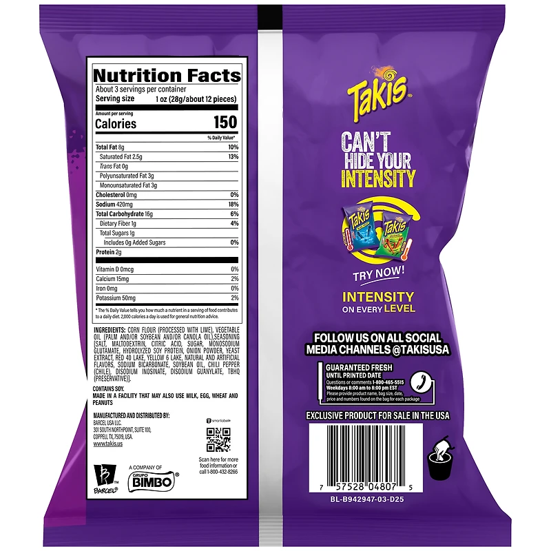 Takis® Fuego™ hot chili pepper & lime rolled tortilla chips 3.25oz