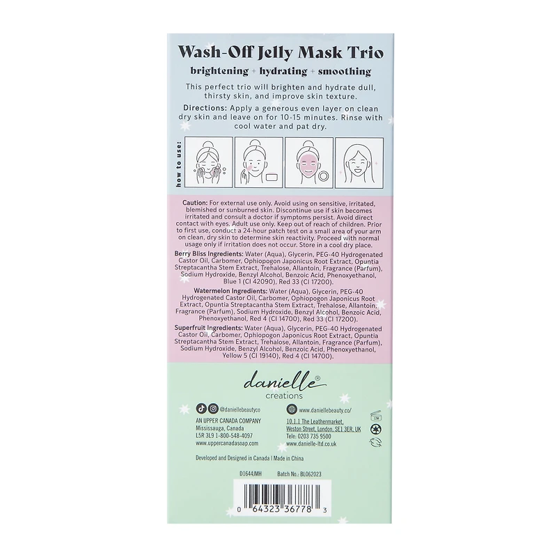 Danielle Creations® Wash-Off Jelly Mask Trio