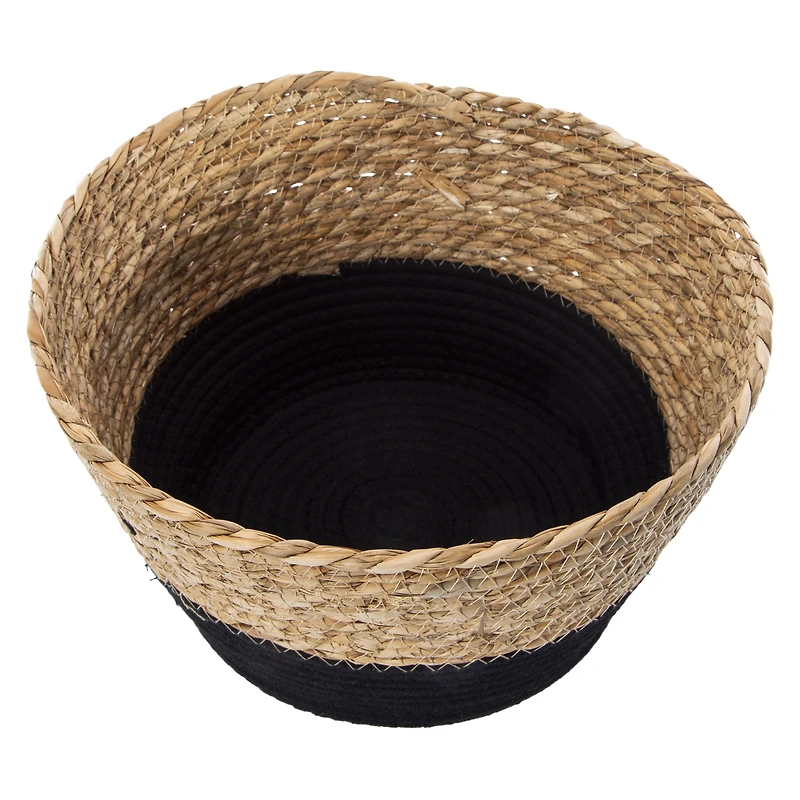 Round Cotton Rope & Grass Basket 12in x 7.75in