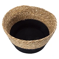 Round Cotton Rope & Grass Basket 12in x 7.75in