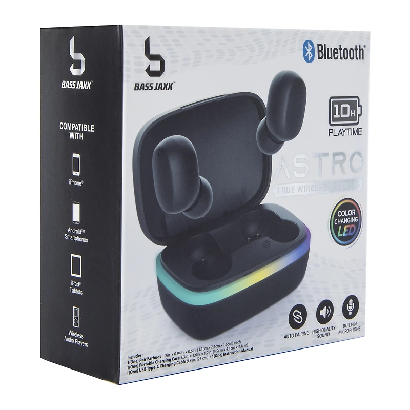 Astro Bluetooth® Earbuds With Mic & LED Case