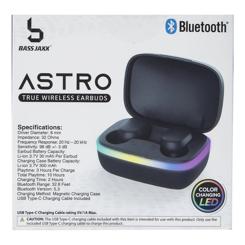 Astro Bluetooth® Earbuds With Mic & LED Case