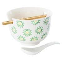 Ceramic Noodle Bowl with Chopsticks & Spoon