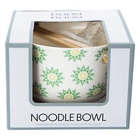 Ceramic Noodle Bowl with Chopsticks & Spoon