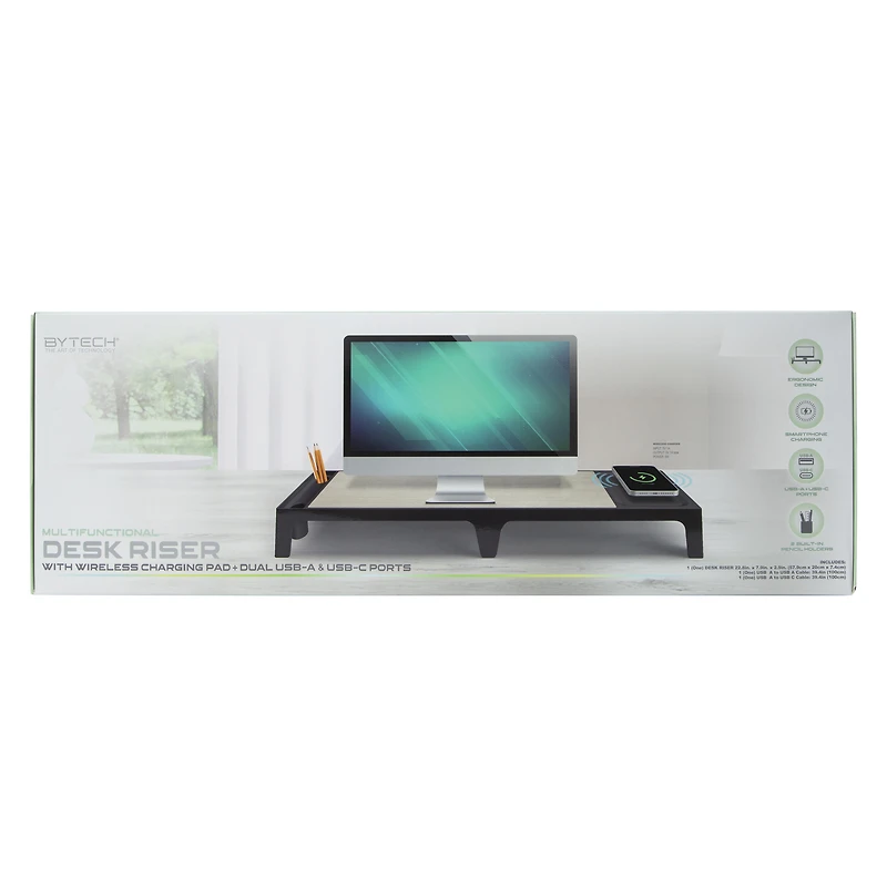 Desk Riser With Dual Port Charging