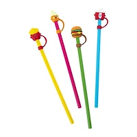 Reusable Straws With Removable Toppers, 4-Pack