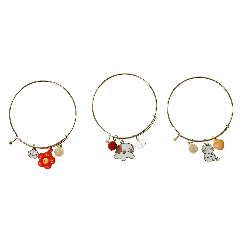 Kawaii Bangle Charm Bracelets 3-Piece Set