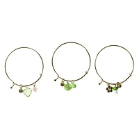 Girly Bangle Charm Bracelets 3-Piece Set