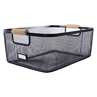 Metal Storage Bin With Plaque Label 13.3in x 10in