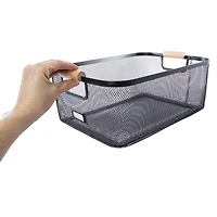 Metal Storage Bin With Plaque Label 13.3in x 10in