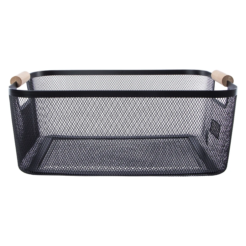 Metal Storage Bin With Plaque Label 13.3in x 10in