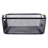 Metal Storage Bin With Plaque Label 13.3in x 10in