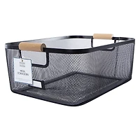 Metal Storage Bin With Plaque Label 13.3in x 10in