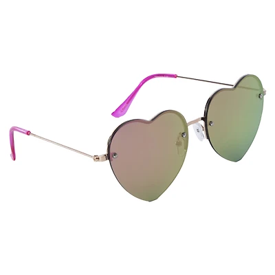 Ladies Retro Mirror Heart Sunglasses