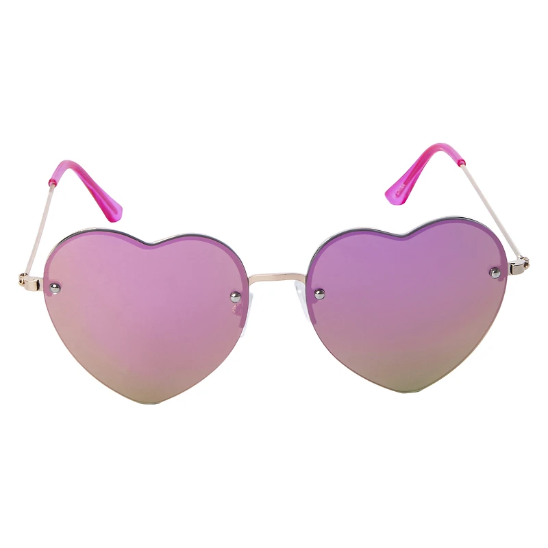 Ladies Retro Mirror Heart Sunglasses