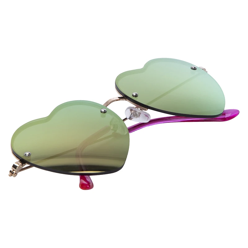 Ladies Retro Mirror Heart Sunglasses