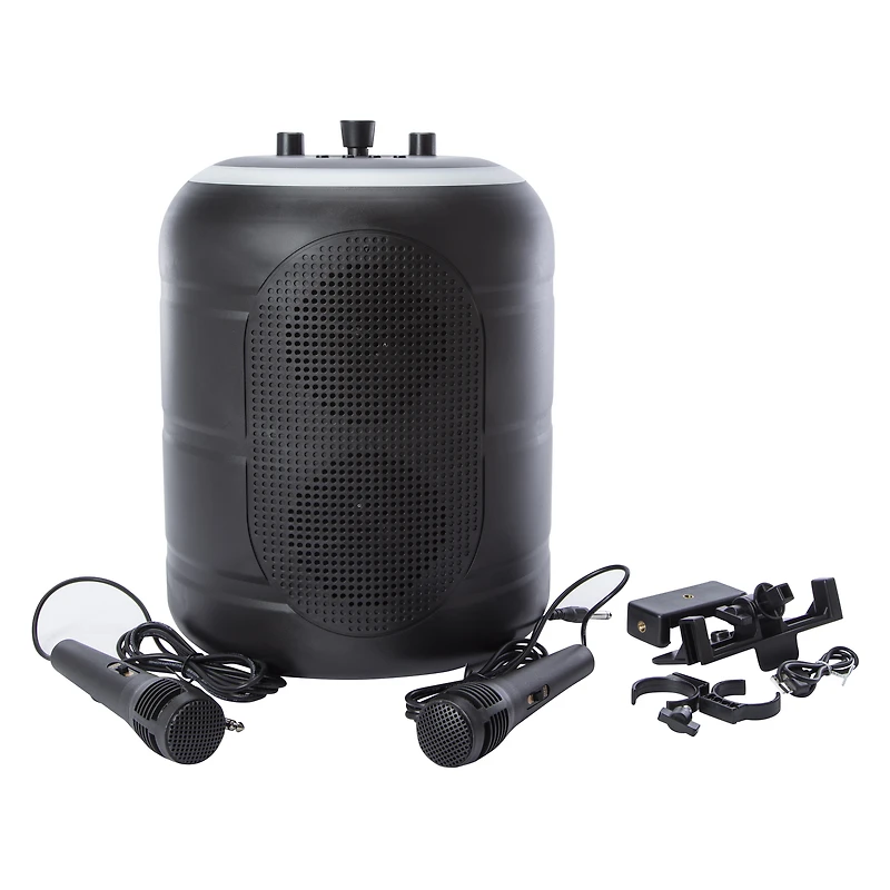 Bluetooth® Karaoke Speaker w/ Phone Stand & 2 Microphones