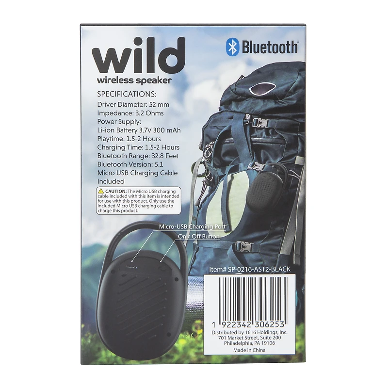 Bluetooth® Wild Carabiner Wireless Speaker