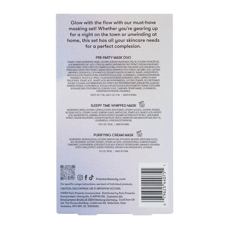 Freeman® Glow With The Flow 3-Piece Masking Set