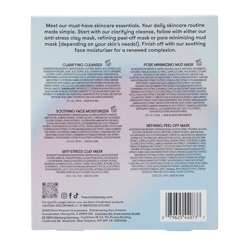 Freeman® Cleanse, Mask & Moisturize 5-Piece Skincare Set