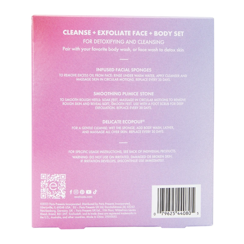 Ecotools® Cleanse + Exfoliate 4-Piece Face & Body Kit
